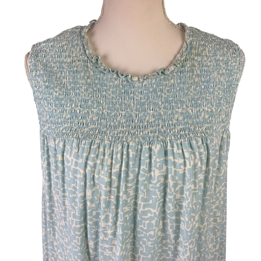 Ava & Viv Top Size 3X Light Blue White Smocked Rayon Cottage Boho Ruffle Blouse - Picture 5 of 11